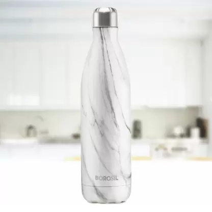 Bolt Marble 750 ml Bottle (Pack of 1, White, Steel)