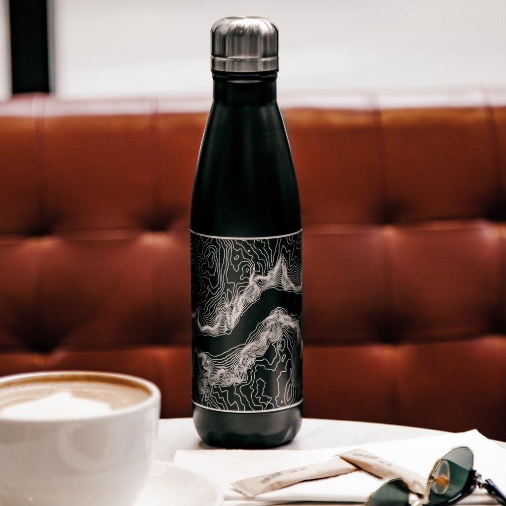 Salt Lake City - Utah Map Insulated Bottle in Matte Black