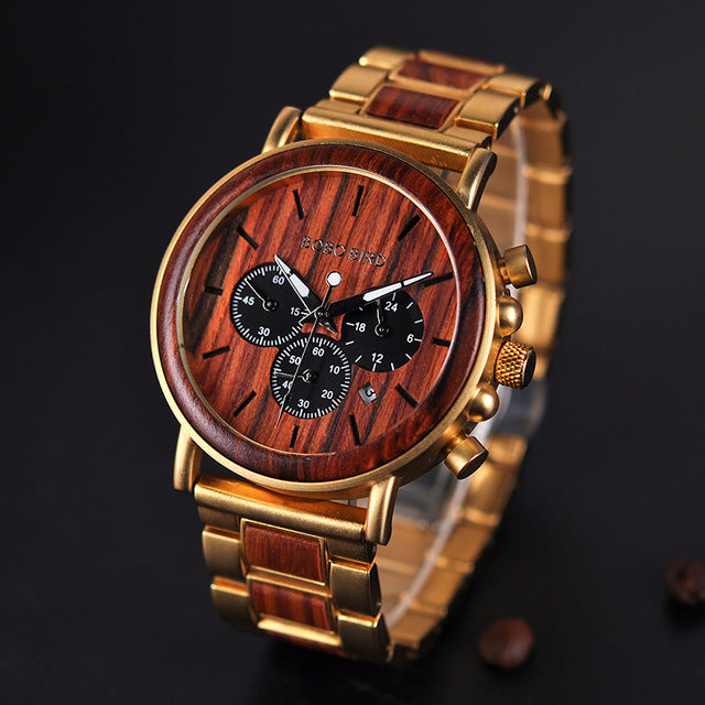 Gold Watch Men Luxury Brand Wooden Mari Marta Couture