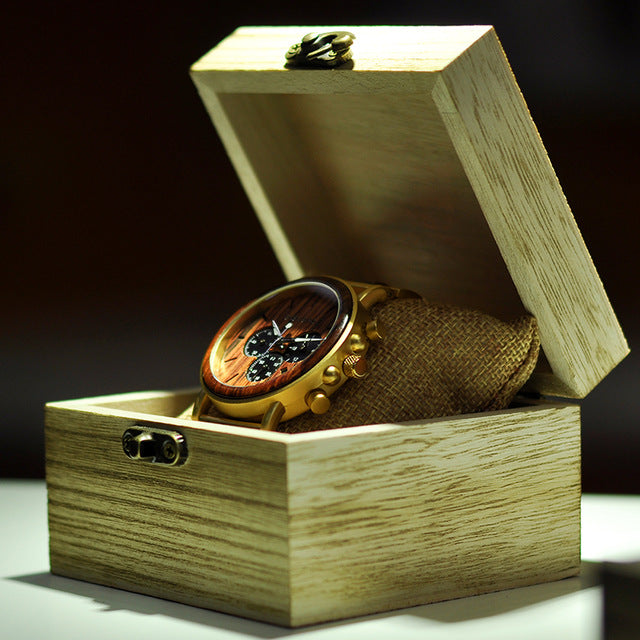 Gold Watch Men Luxury Brand Wooden
