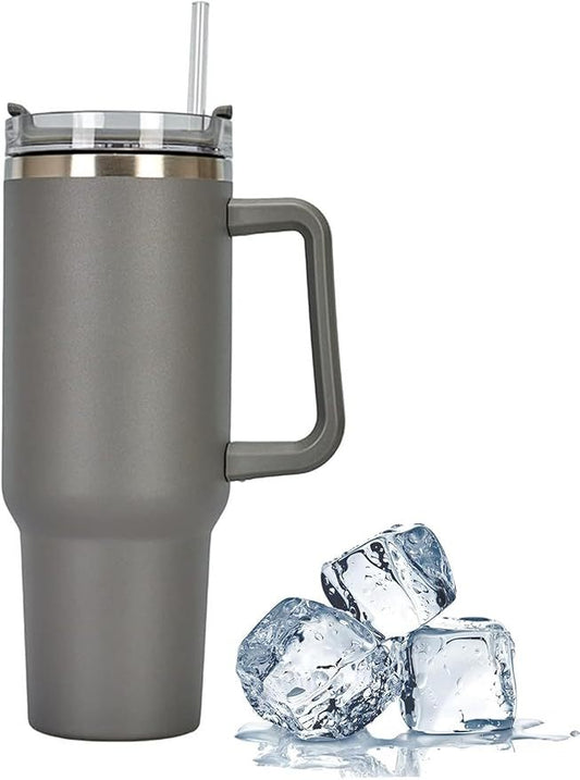 Stainless Steel Tumbler Reusable Bottle with Handle, Lid & Straw,